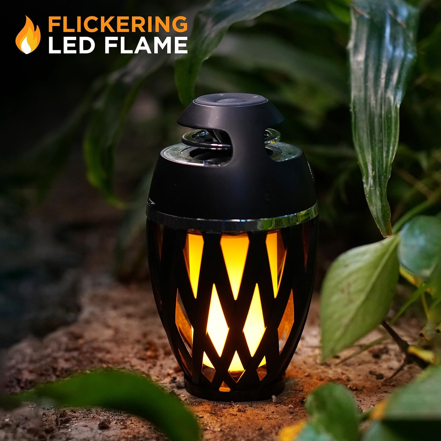 TikiTunes Portable Bluetooth 5.0 Indoor/Outdoor Wireless Speaker, LED Torch Atmospheric Lighting Effect, 5-Watt Audio USB Speaker, 2000 mAh Battery
