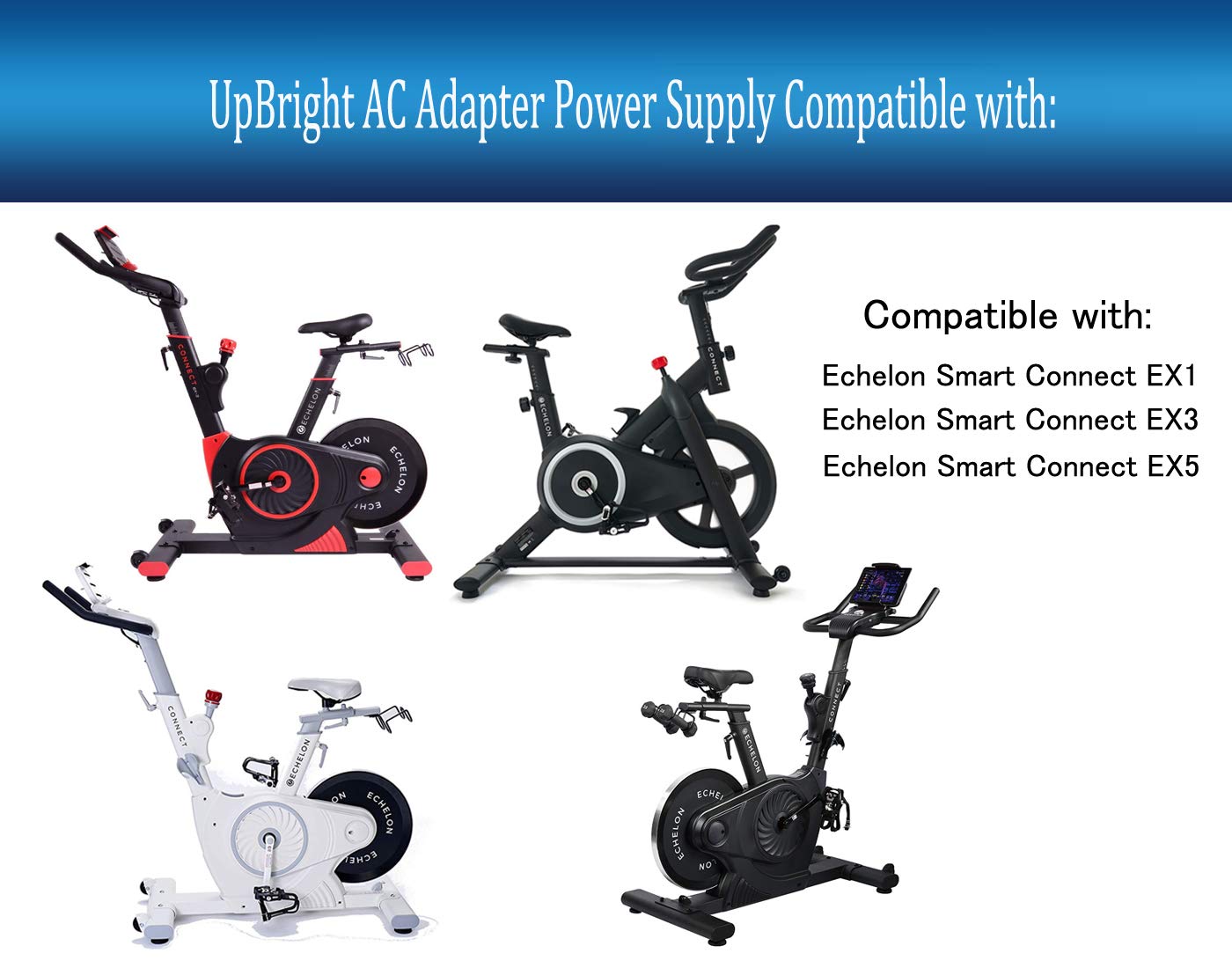 UpBright 9V 3A AC/DC Adapter Compatible with Echelon Smart Connect EX1 EX3 Max EX5 Cycling Cycle Cardio Exercise Fitness Bike ECH01-RED Ech01 EX-1…