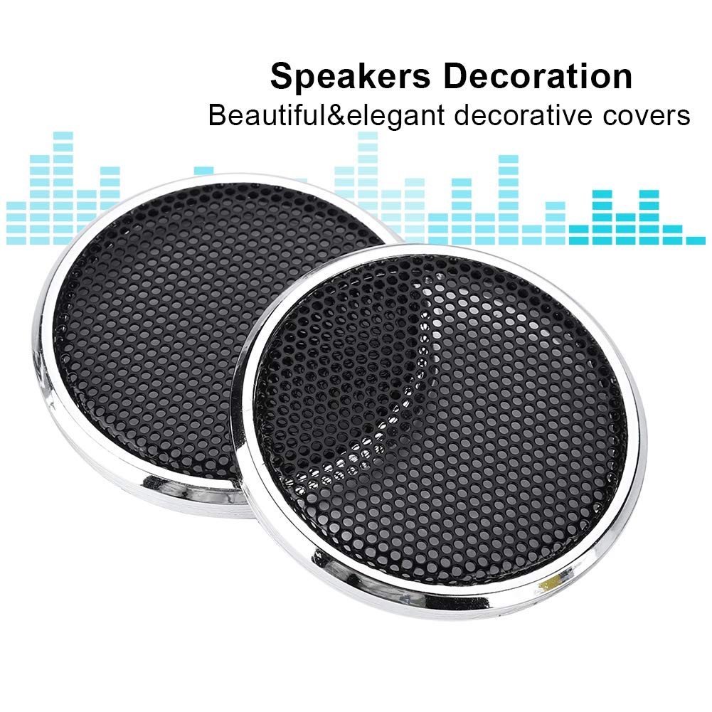 ASHATA Speaker Covers, 2 PCS 1 inch Audio Speakers Decoration Protective Grills Cover Steel mesh Case,Round