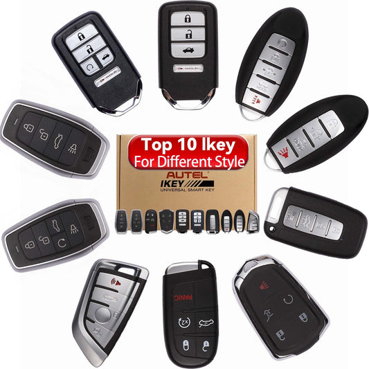 Autel Ikey MaxiIM IKEYTOP10 Universal Smart Key 10 Pack, for Chrysler Dodge Hyundai BMW GM H0nda Nissan Vehicles Key Replacement, 315/433MHz
