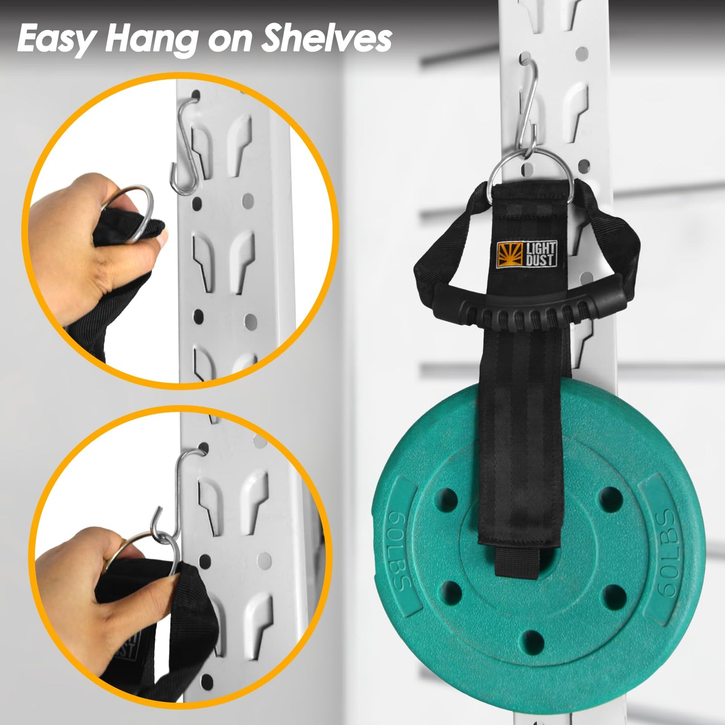 Hanging Extension Cord Holder - 4Pack 22" 35" Handle Wrap Straps with S Hooks Heavy Duty Garage Organizer Tool Hangers - Garden Hose Power Electrical