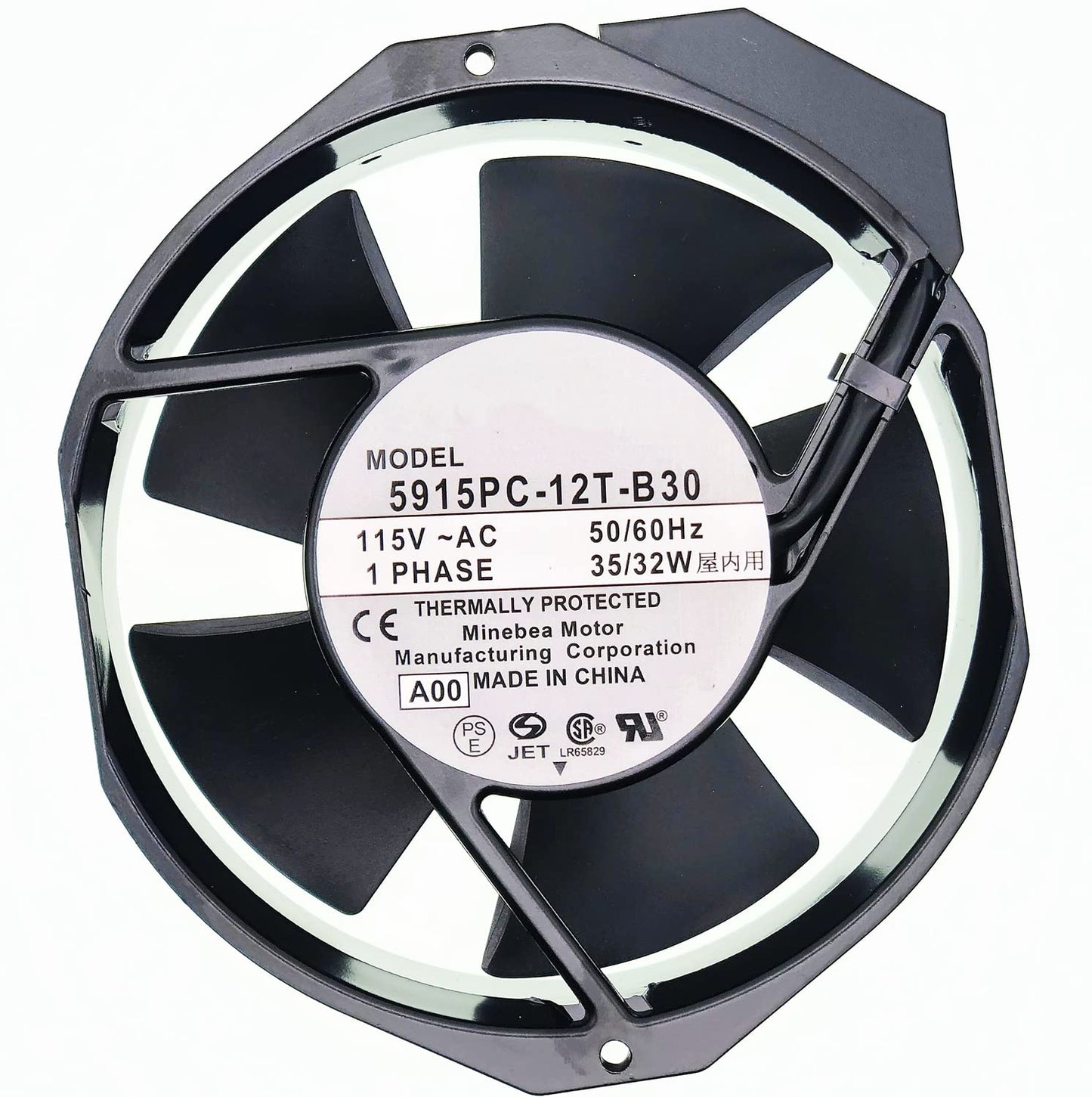 5915PC-12T-B30 115V Cooling Fan, 35/32W 172×150×38MM Metal high Temperature Resistant Fan Enclosure Power Fan 50/60Hz