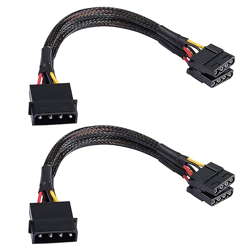 XMSJSIY 4 Pin IDE Y Splitter Adapter Connecter Cable 4 Pin IDE Male to Dual Female Power Supply Extension Cable-23cm/9inch 2 pcs