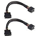 XMSJSIY 4 Pin IDE Y Splitter Adapter Connecter Cable 4 Pin IDE Male to Dual Female Power Supply Extension Cable-23cm/9inch 2 pcs