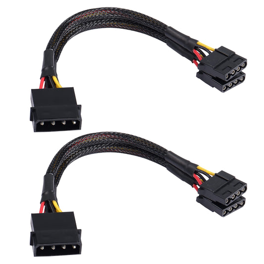 XMSJSIY 4 Pin IDE Y Splitter Adapter Connecter Cable 4 Pin IDE Male to Dual Female Power Supply Extension Cable-23cm/9inch 2 pcs