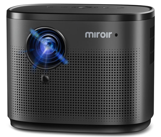 Miroir Mini Projector, Home HD Projector with Built-in Speaker, Auto Focus, Keystone Correction, Portable for Outdoor Movies, Compatible
