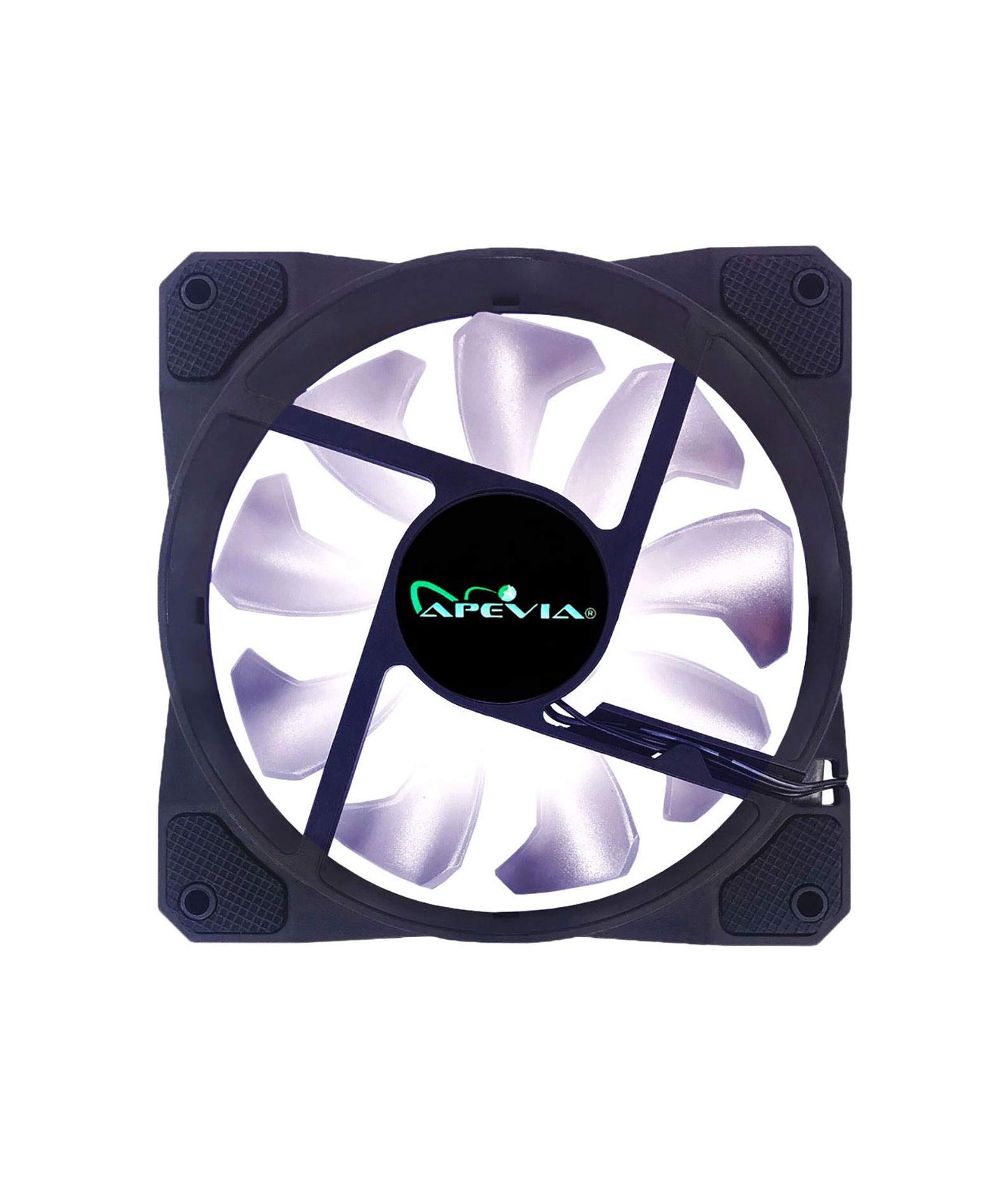 Apevia CO512L-WH Cosmos 120mm White LED Ultra Silent Case Fan w/ 16 LEDs & Anti-Vibration Rubber Pads (5 Pk)