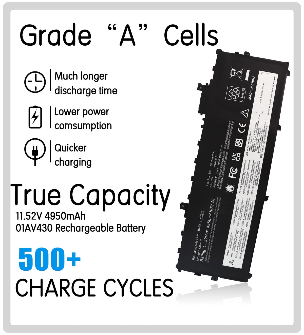 TOPKAIYUEN 57Wh 01AV430 Battery Replacement for ThinkPad X1 Carbon 5th Gen 2017 6th Gen 2018 Series SB10K97587 01AV431 SB10K97588 01AV494 SB10K97586