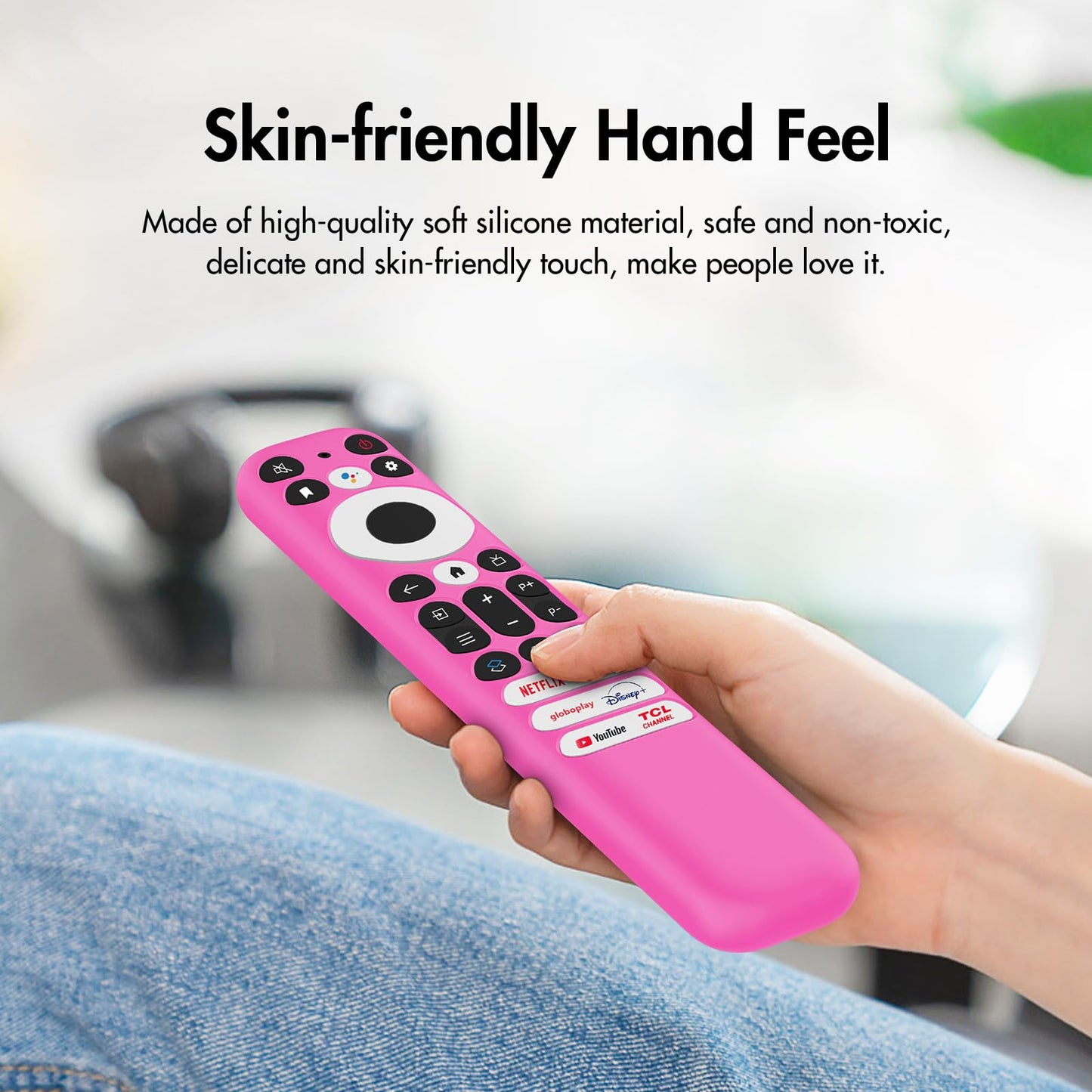 LEFXMOPHY Hot Pink Cover for 2023 TCL RC813 FMB1 / RC902V FMR1 / RC923 Voice Remote, Silicone Cover for TCL Q6 Q7 QM8 S4 S3 Series Google TV Remote