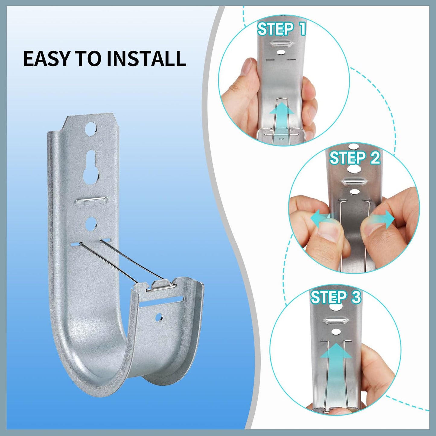 KUAGINZUHE 25 Pack 2-Inch Galvanized Steel Cable Support J-Hooks with Retainer Clips - Heavy Duty Wall Mount Cable Management Hooks for Structured