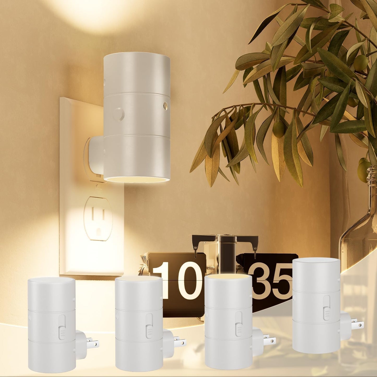 NIORSUN Night Lights Plug into Wall, Dimmable with 3 Color Modes & Auto On/Off Sensor, Ultra-Slim Nightlight for Hallway, Bathroom, Bedroom, Nursery