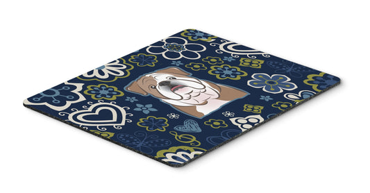 Caroline's Treasures BB5070MP Blue Flowers English Bulldog Mouse Pad, Hot Pad or Trivet for Home Office Gaming Working Computers Laptop Mouse
