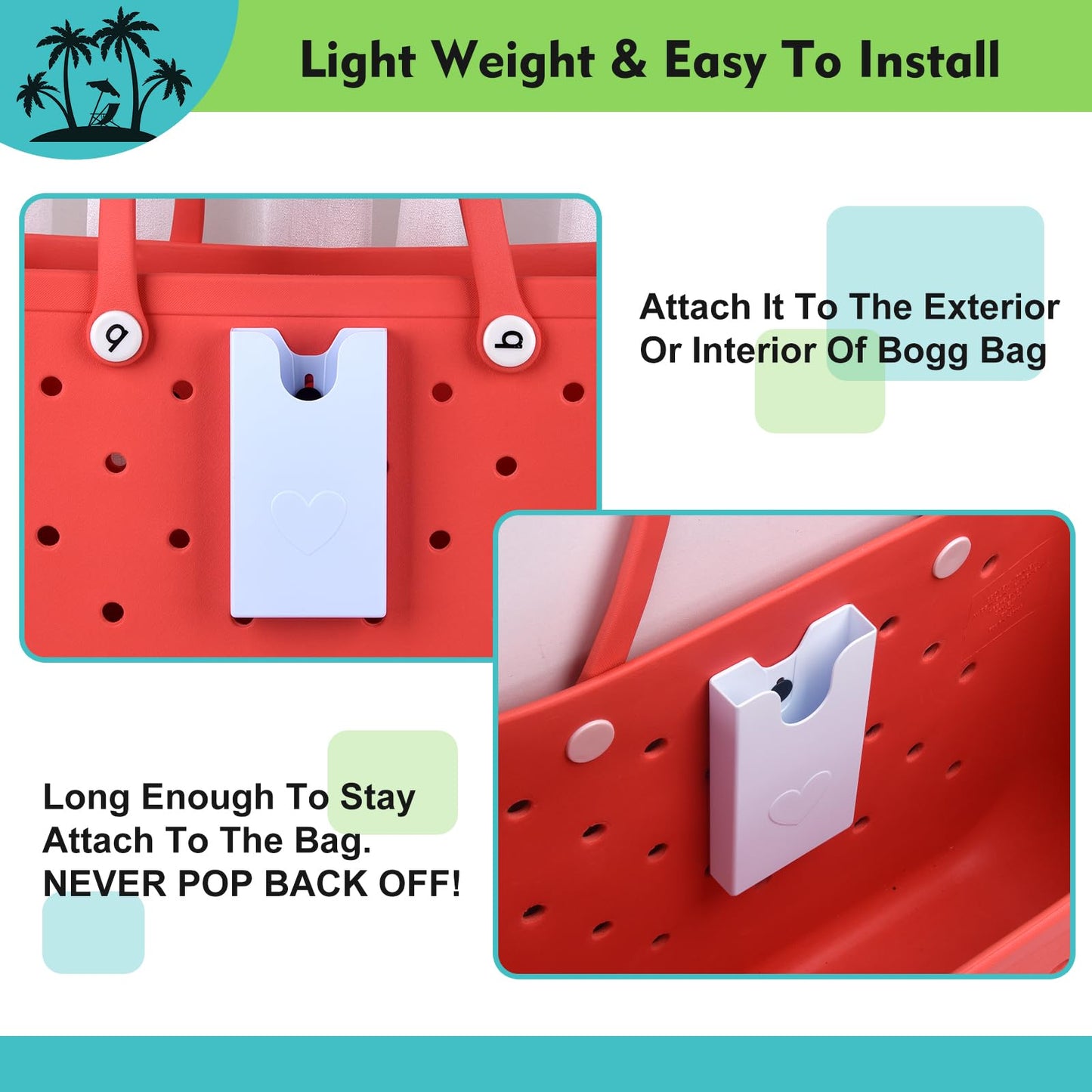 Raymall Phone Holder for Bogg Bag, Compatible with Large/Extra Large Simple Modern & Baby/Original Bogg Beach Bag, Accessories Phone Case Holder