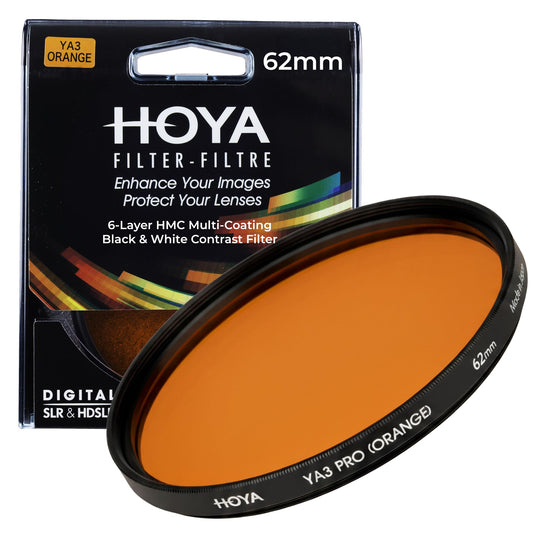 HOYA 62mm YA3 Orange Filter for B&W Film Photography, Enhances Sky & Foliage - Increases Tonal Contrast - Excellent for Nature and Street Photography
