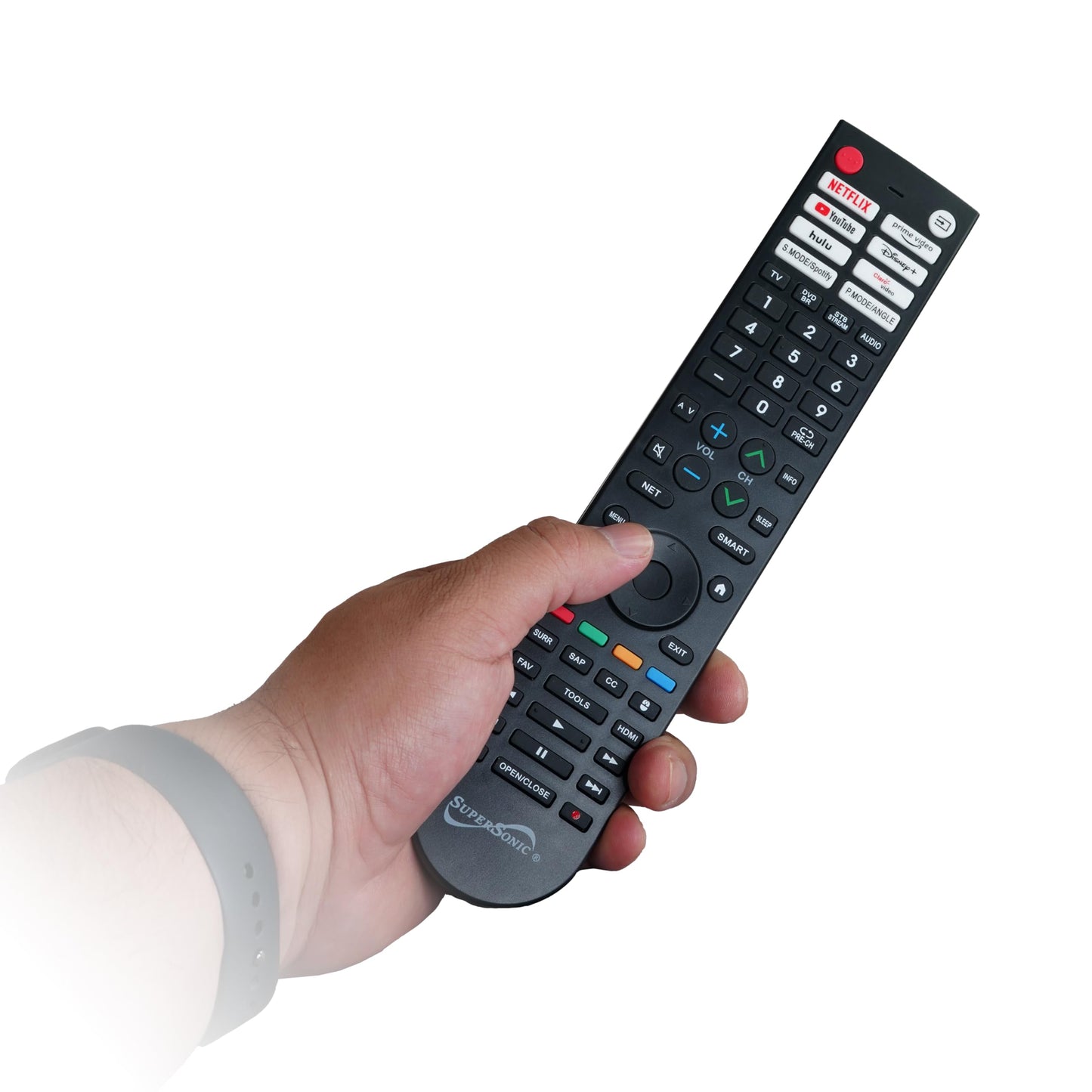 Supersonic SC-326 Universal Remote Control for Smart TV with HotKeys for Streaming, Controls 4 Devices, 10 Programmable Favorite Channels, DVD Player