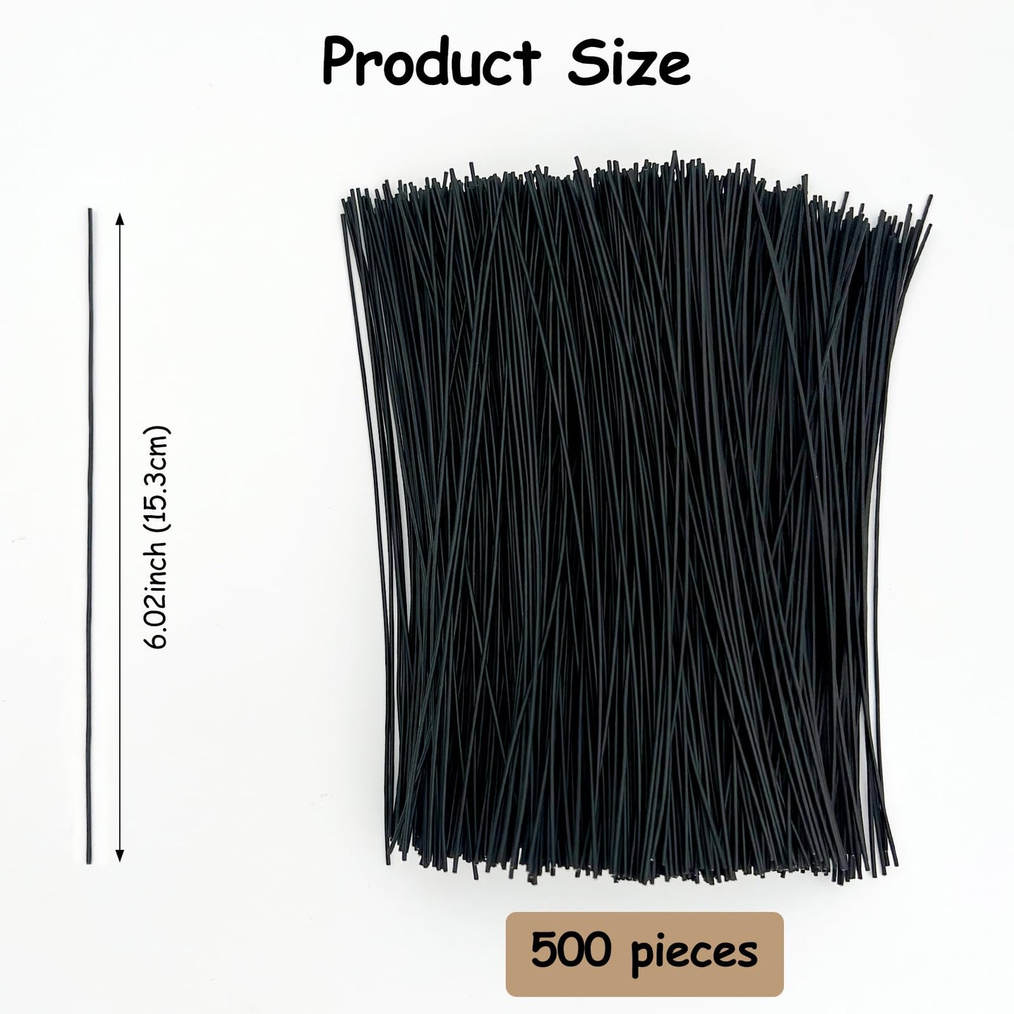 500-Pack Metallic Black Twist Ties - 6-Inch Reusable Cable, Wire & Bag Fasteners with Durable Metal Core
