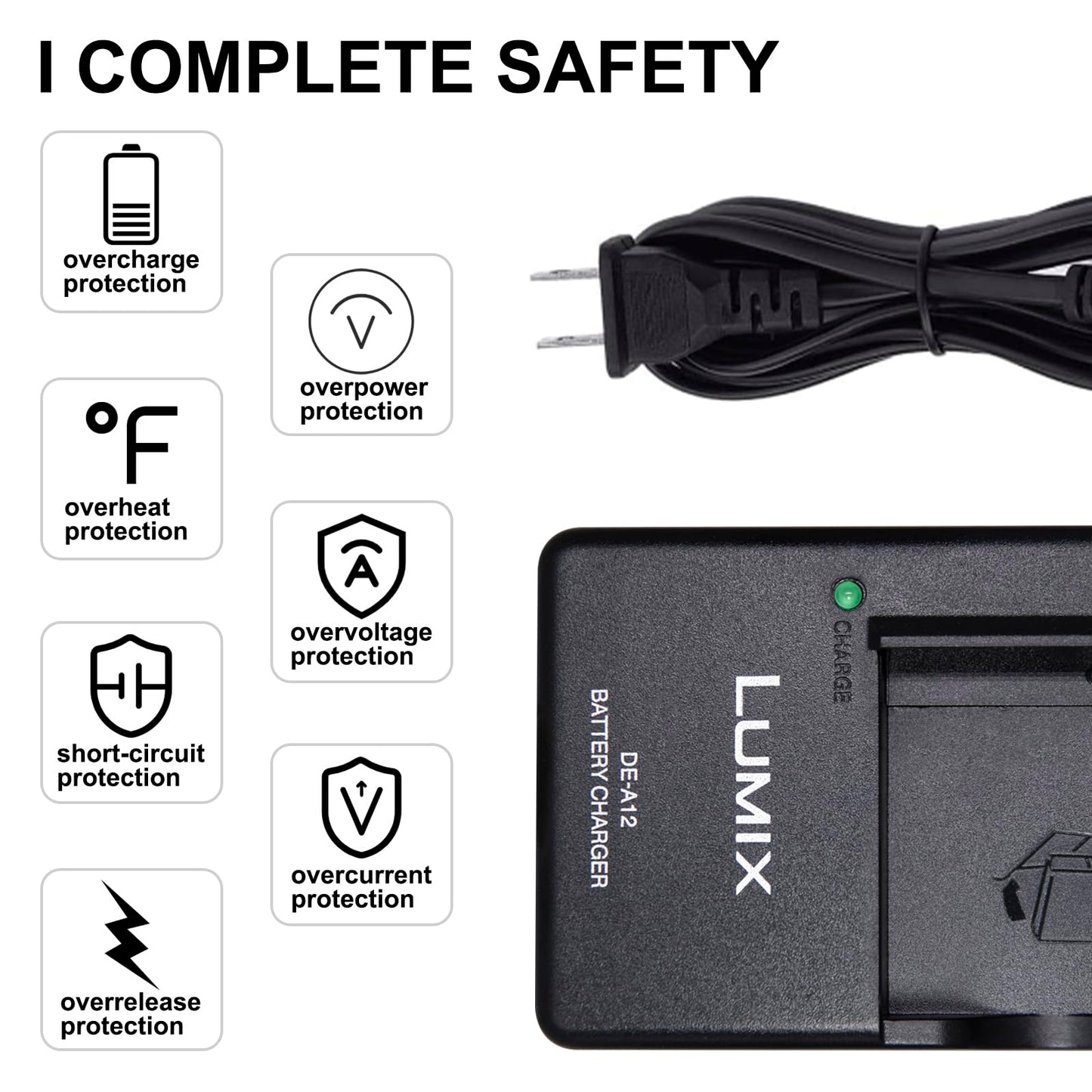 De-A12B Digital Camera Battery Charger for Panasoni Camera LUMIX CGA-S005E CGA-S005 DMW-BCC12 CGA-S005GK DC122 for DMC- FX3 FX8 FX9 FX10 FX12 LX1 LX2