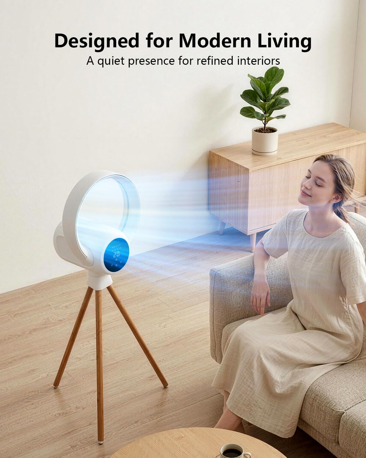U ULTTY Bladeless Tower Fan for Bedroom, 25ft/s High-Speed Cooling Fan with 20 Speeds & 3 Modes, 270° Tilt & 90° Oscillating Quiet Standing Fan