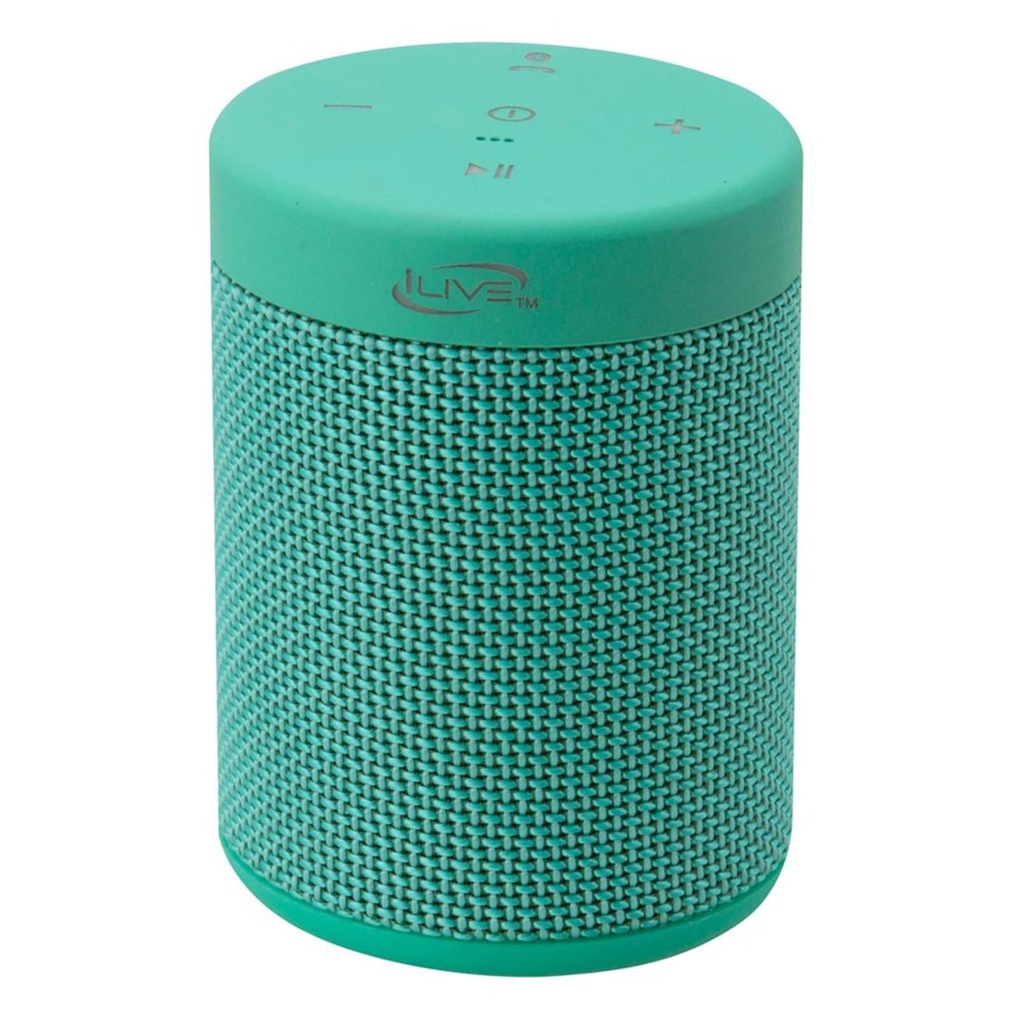 iLive Electronics Waterproof Fabric Wireless Speaker, 2.56 x 2.56 x 3.4 Inches, Built-in Rechargeable Battery, Turquoise (ISBW108TQ)