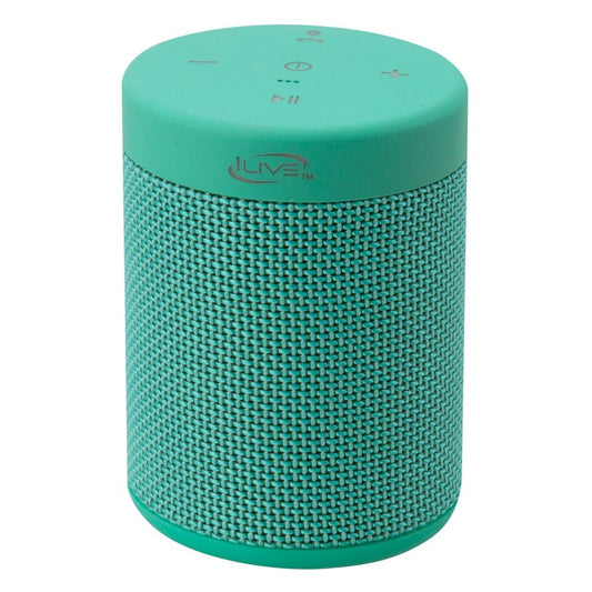 iLive Electronics Waterproof Fabric Wireless Speaker, 2.56 x 2.56 x 3.4 Inches, Built-in Rechargeable Battery, Turquoise (ISBW108TQ)