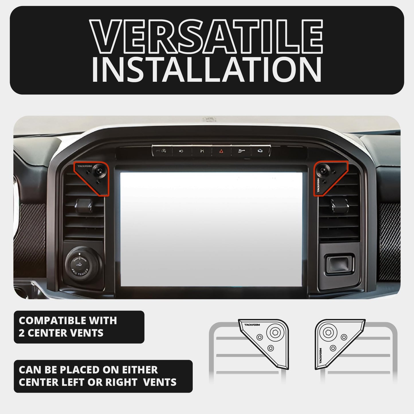 Tackform Link Vent Mount Magnetic Phone Holder - Compatible with 2021-2025 Ford F150 & Raptor, 2023-2025 Ford Super Duty | Aluminum | 2" Arm | Black |