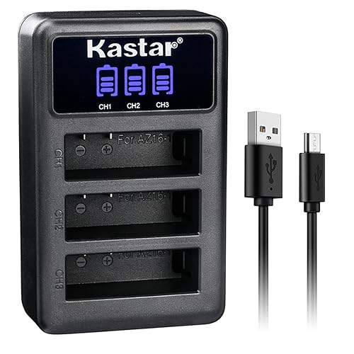 Kastar LCD Triple USB Battery Charger Compatible with Xiaomi YI AZ16-1, Xiaomi YI AZ16-2 Battery, Xiaomi Yi 4K, Xiaomi Yi 4K+, Xiaomi Yi Lite, Xiaomi