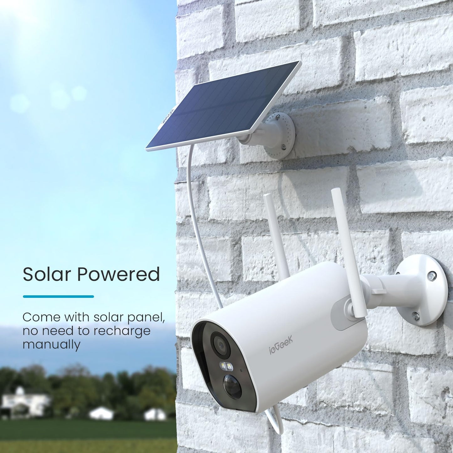ieGeek Security Cameras Wireless Outdoor, 2K Solar Camera Security Outdoor with Spotlight & Siren, AI Detection Wireless Cameras for Home Security