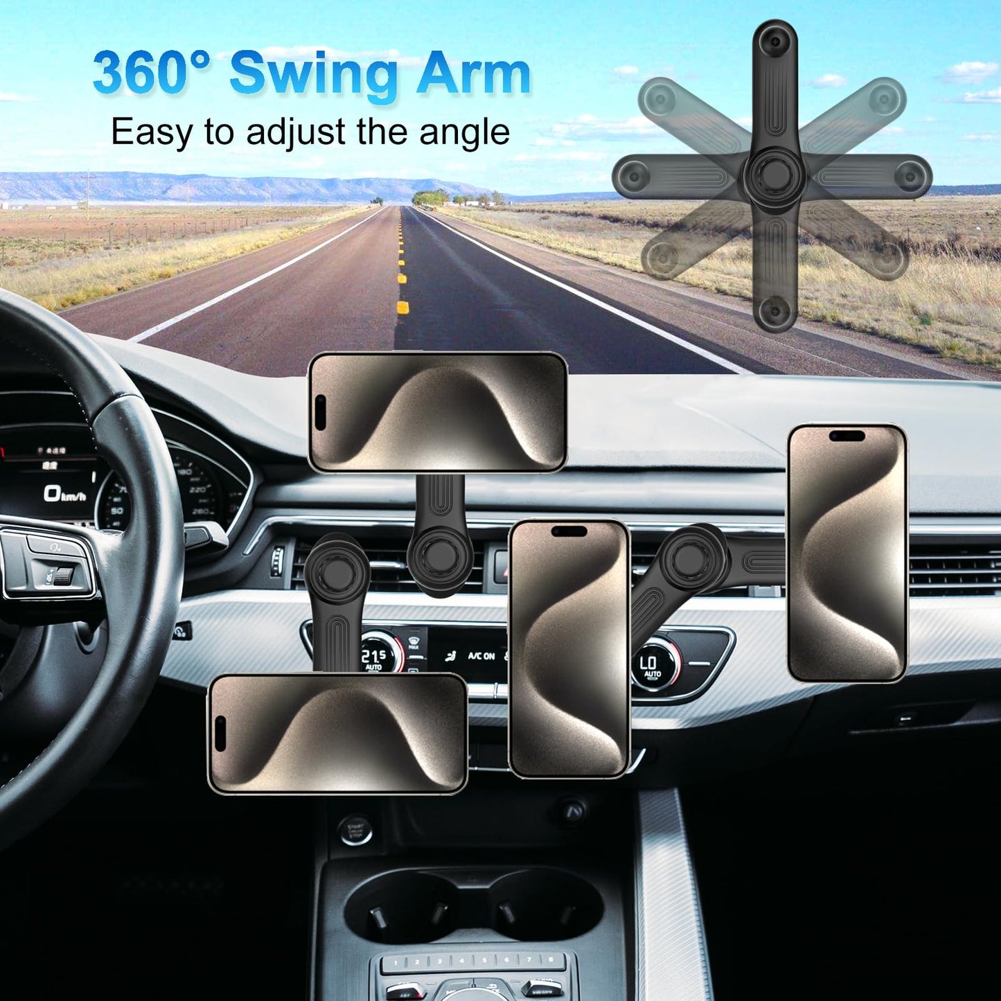 JCTRIWAY Car Vent Clip for Car Mount [Never Blocking] Universal Car Phone Holder Mount Vent Clip Replacement, 17mm Ball Joint Air Vent Clip for Car