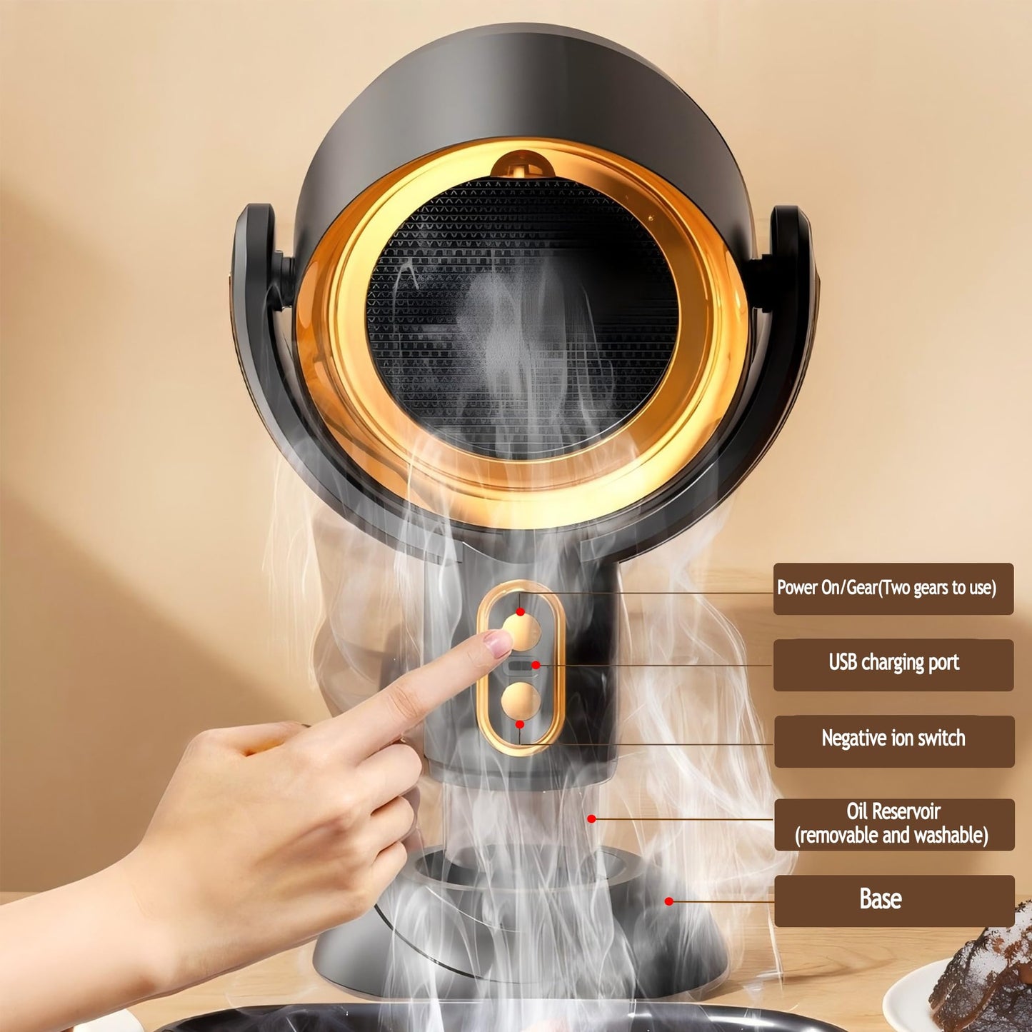 Smoke fan for Smoking Indoors &Adjustable Angle Smoke Trap, Portable Adjustable Angle Tabletop for Indoor BBQ, Hot Pot & Kitchen