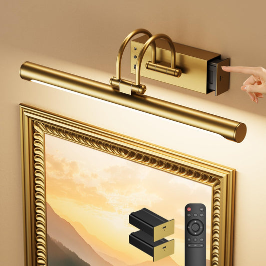 Battery Operated Picture Light with Remote, 15.7? Wireless Wall Light for Artwork & Frames, Rechargeable LED Gallery Lamp, Dimmable with Timer
