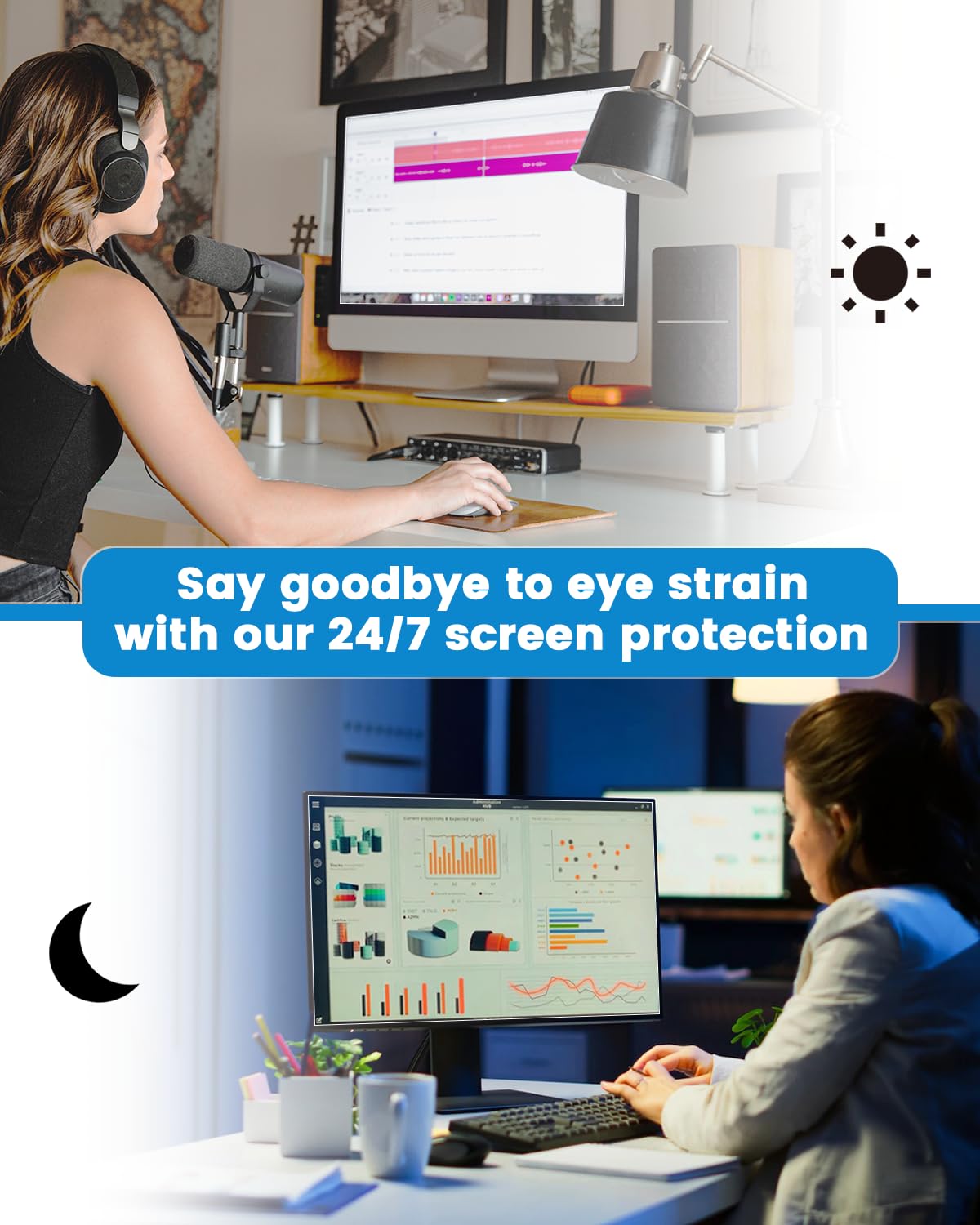 F FORITO 2-Pack 24 inch 16:9 Matte Anti Glare Computer Screen Cover, Anti Glare Eye Protection Film Compatible with All 24" Widescreen Monitors