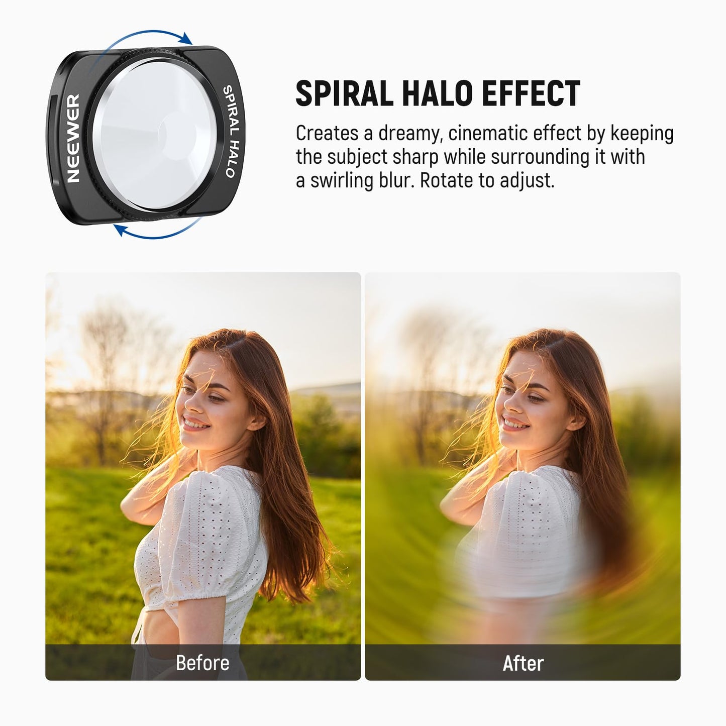 NEEWER Spiral Halo Prism Lens Filter Compatible with DJI Osmo Pocket 3 & Creator Combo Accessories, Magnetic Multicoated HD Optical Glass Gimbal