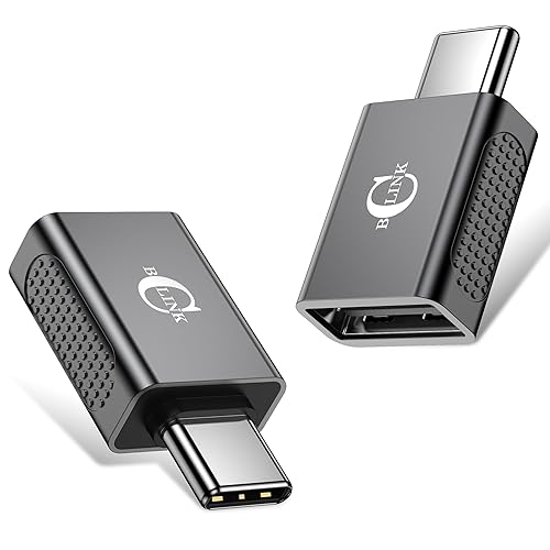 BCLINK 10Gbps USB C to USB Adapter (2 Pack), USB 3.2 Gen 2 Fit Side by Side, USB C Male to USB A Female Converter for iPhone 16 15 Series, iPad…