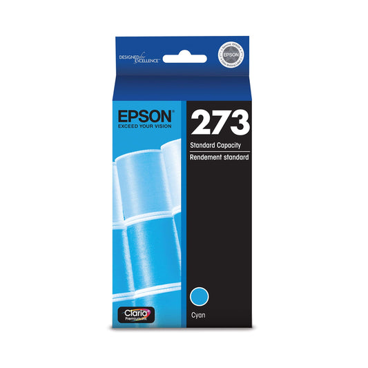 Epson 273 Claria Ink Standard Capacity Cyan Cartridge (T273220-S) Works with Expression Premium XP-520, 600, 610, 620, 800, 810, 820