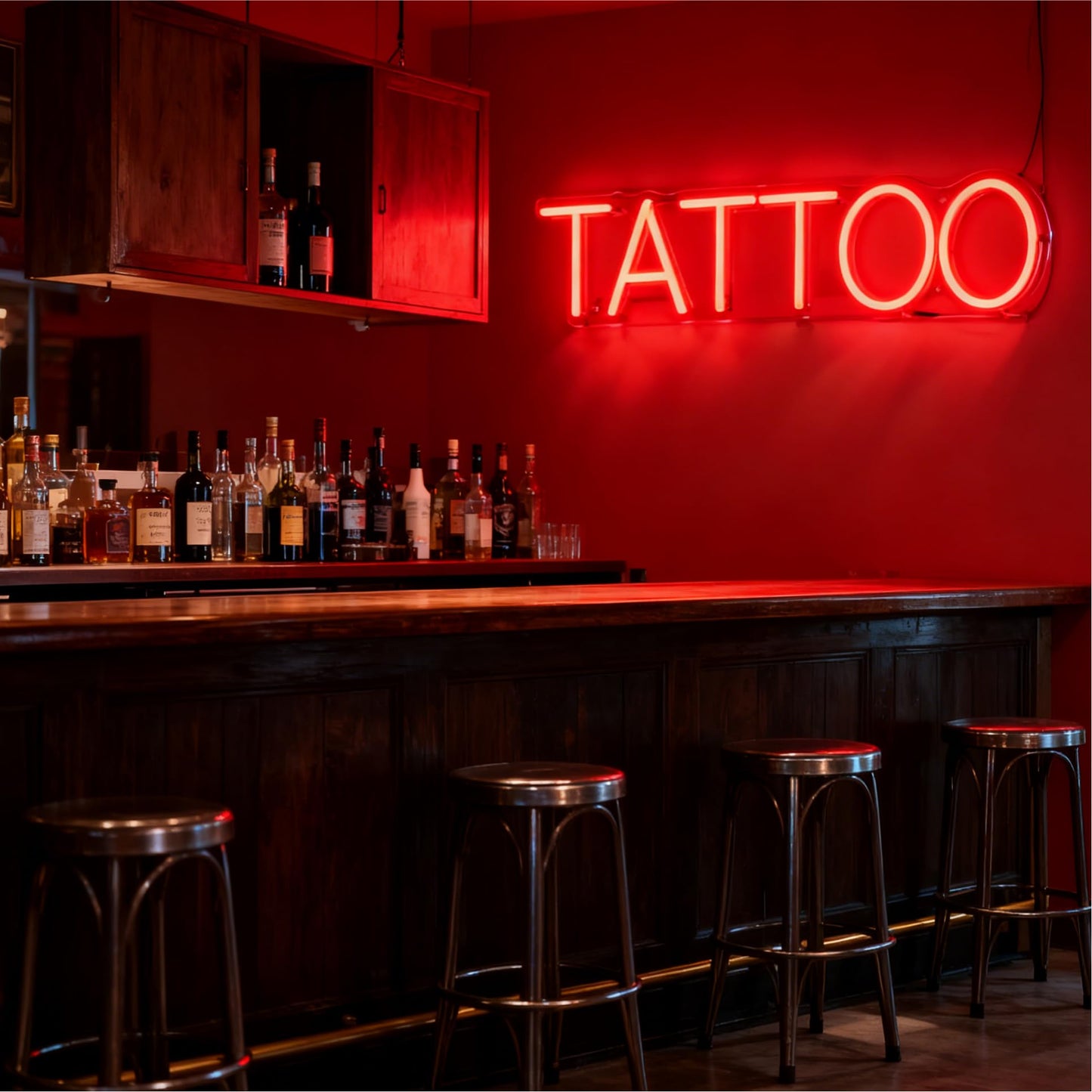 Tattoo LED Neon Sign for Business, USB Powered Dimmable Decorative Neon Light Home Tattoo Shop Studio Salon Man Cave Wall Table Window Decor 15.7 x