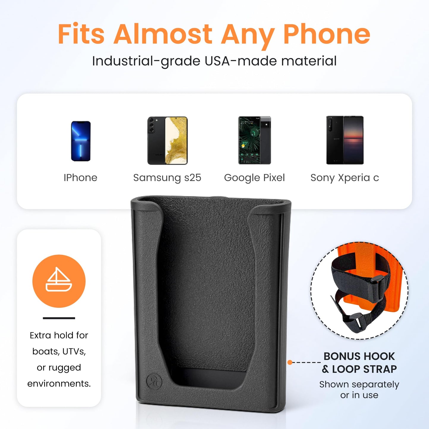 SoftJaw Magnetic Phone Holder | Ultra-Strong Magnetic Base + Durable Rubber Mount with Bonus Strap | Portable Mount for Tailgating, Camping, Boats