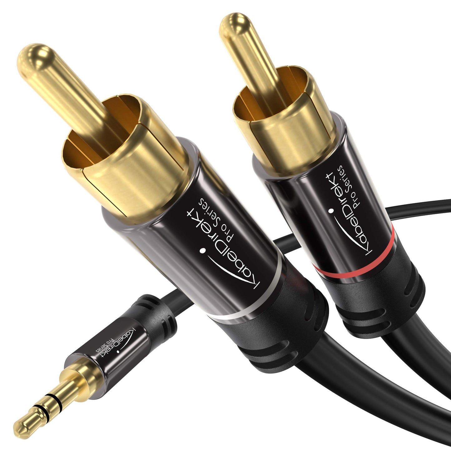 KabelDirekt - RCA to Jack 3.5mm Adapter Cable - 25ft - Versatile Plug-and-Play Audio Cable (Aux/3.5mm to 2X RCA for Smartphone, Tablet, Home Theater