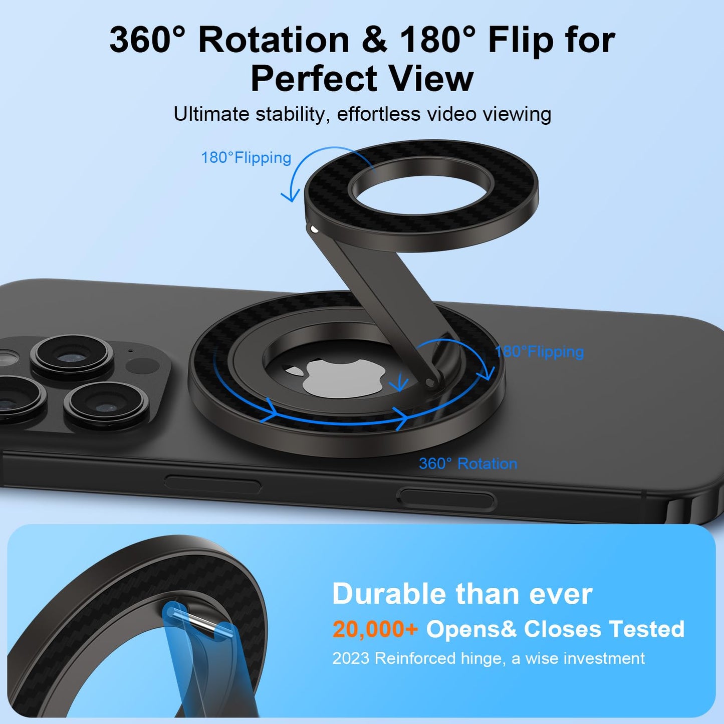 Magnetic Phone Ring Grip Holder for MagSafe Magnet Phone Grip Stand Finger Ring Two-Sided Magnetic Kickstand for iPhone 17 16 Pro Max 16e 15 14 13 12