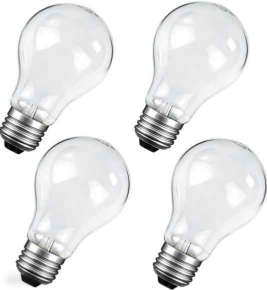 60 Watt Incandescent Light Bulbs, A19 Shatter Resistant Rough Service Light Bulb, Soft White, E26 Medium Base, Dimmable (4Pack)