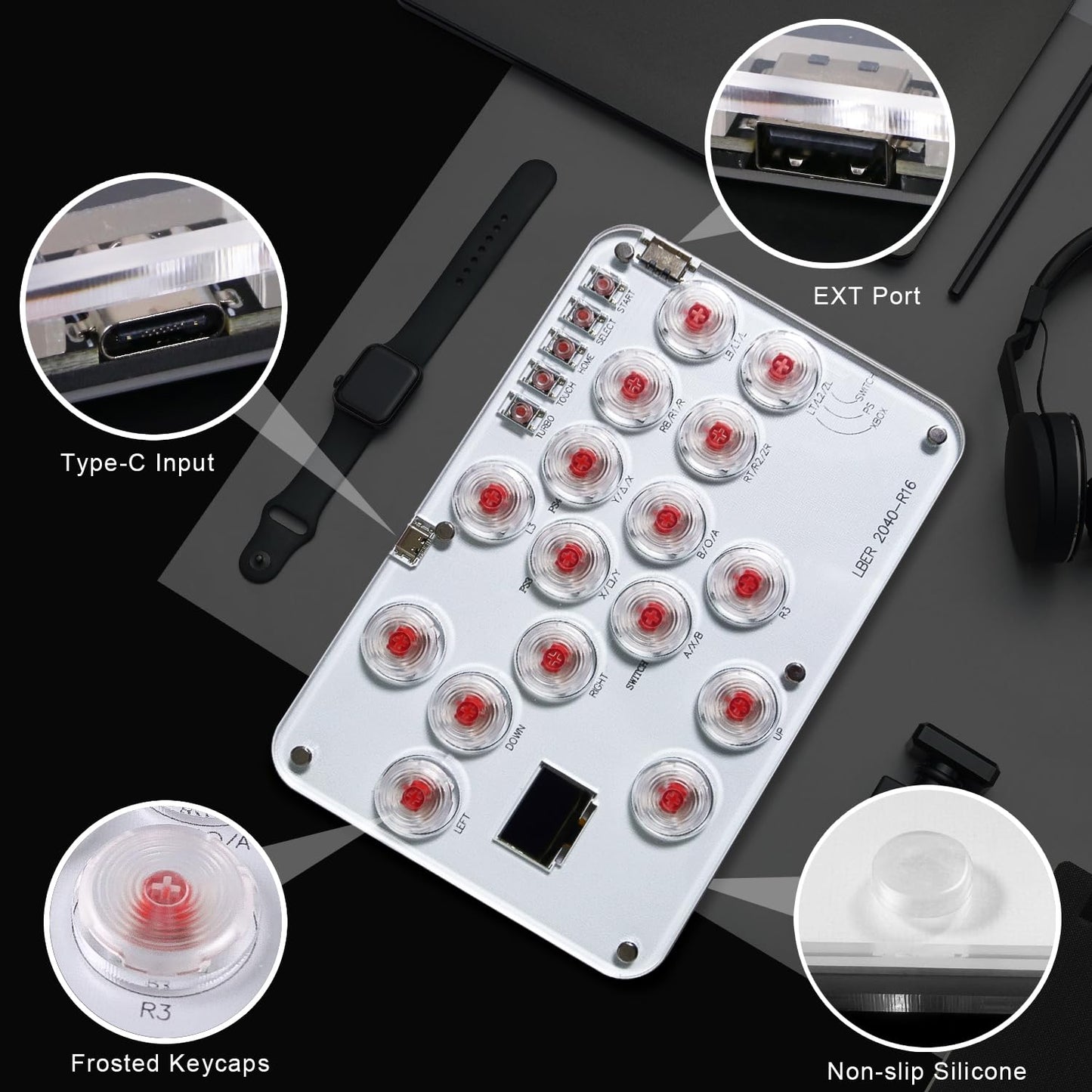 DO-CAM Leverless Controller Arcade Stick R16, Arcade Stick All-Button Controller for PC/PS3/PS4/Steam/Switch, Arcade Stick Street Fight with Turbo