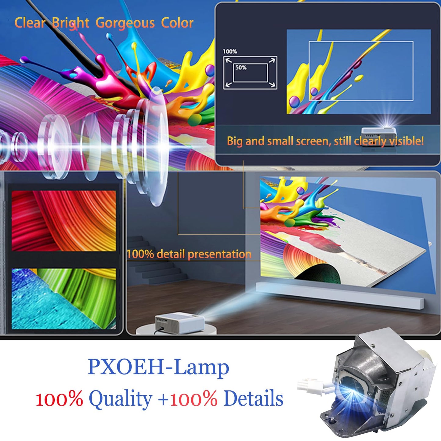 PXOEH A+ Quality RLC-079 Replacement Projector Bulb Lamp for VIEWSONIC PJD7820HD PJD7822HDL VS14937 for ACER P1500 H6510BD with Housing