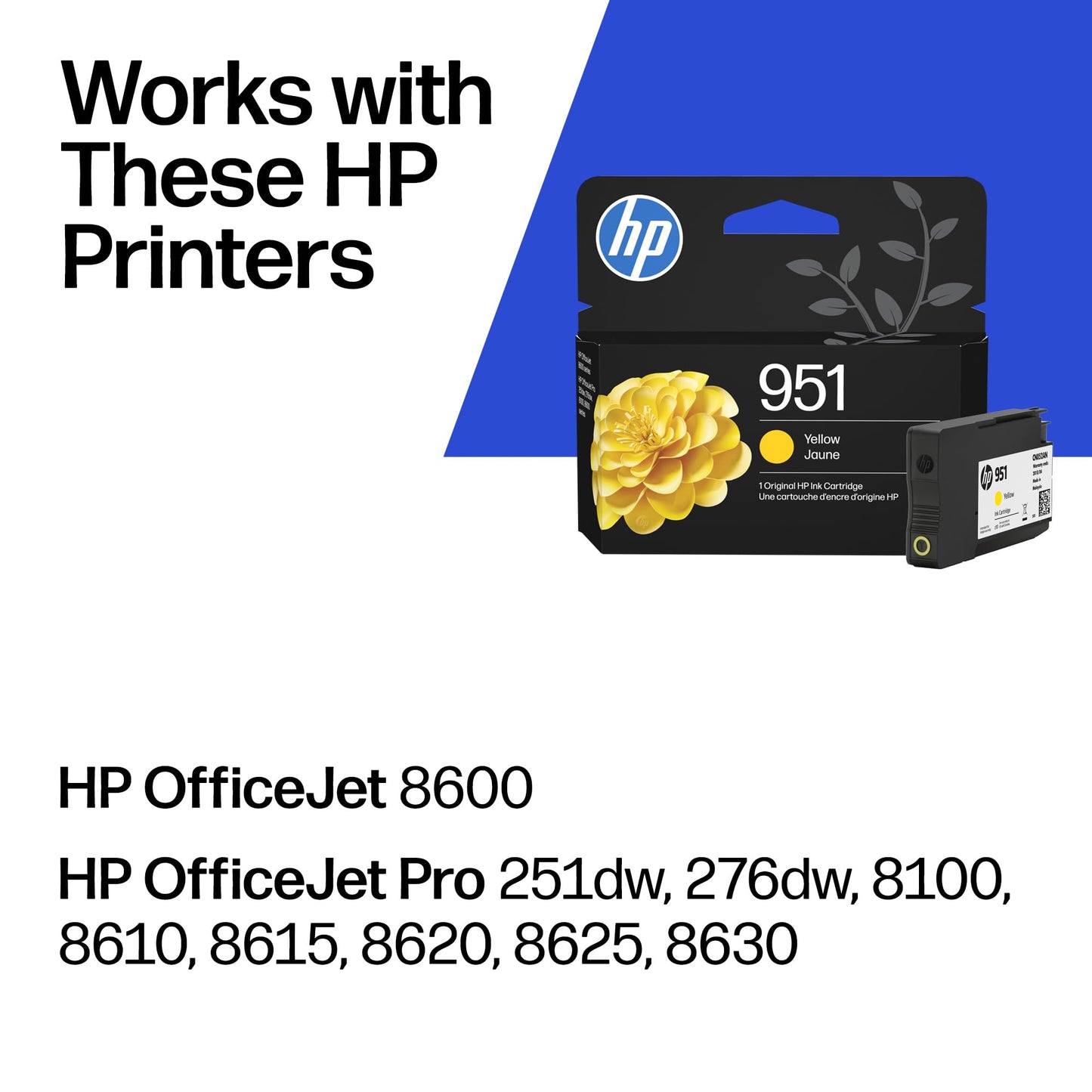 HP 951 Yellow Ink Cartridge | Works with OfficeJet 8600, OfficeJet Pro 251dw, 276dw, 8100, 8610, 8620, 8630 | Eligible for Instant Ink | CN052AN