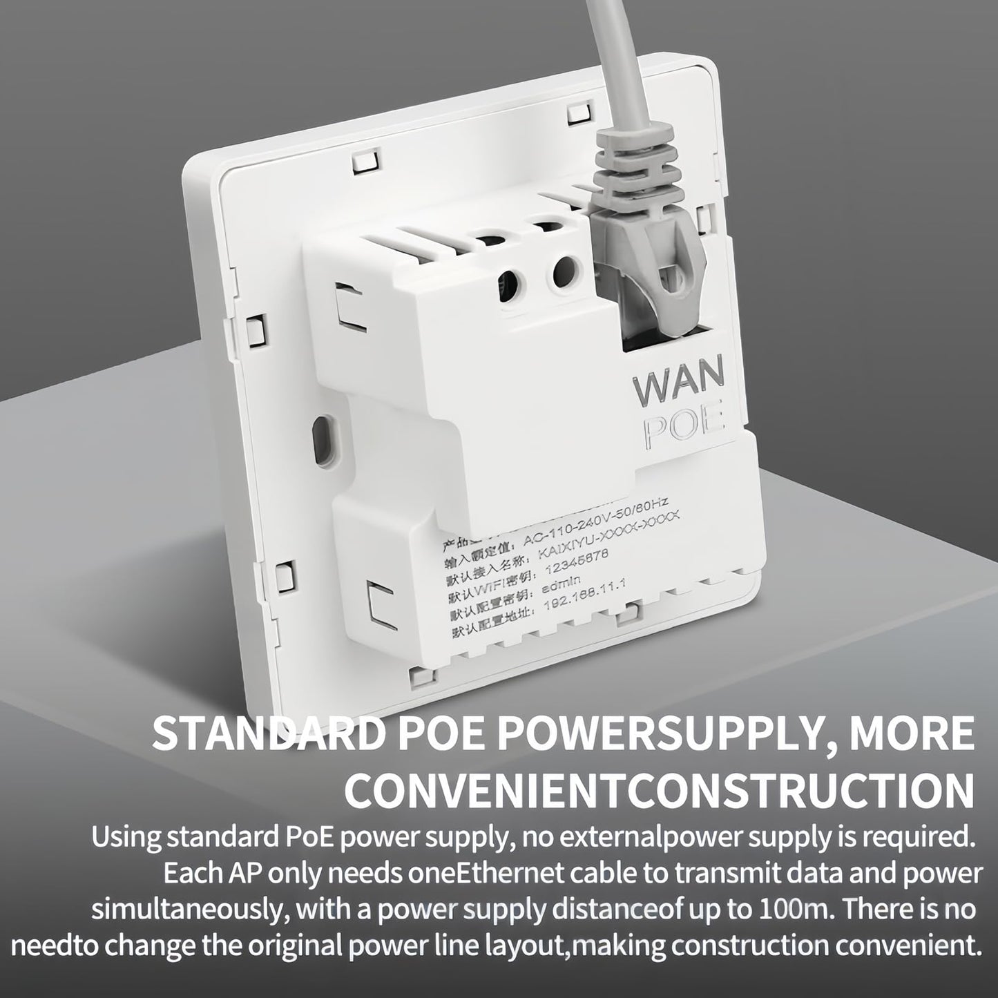 1000Mbps, White, Wall Mount WiFi Router, Wireless Access Point