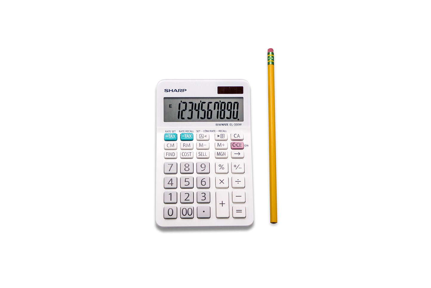 Sharp EL-330WB Standard Function Basic Desktop Calculator, Large Display, for Home and Office, Dual Power, Solar and Battery…
