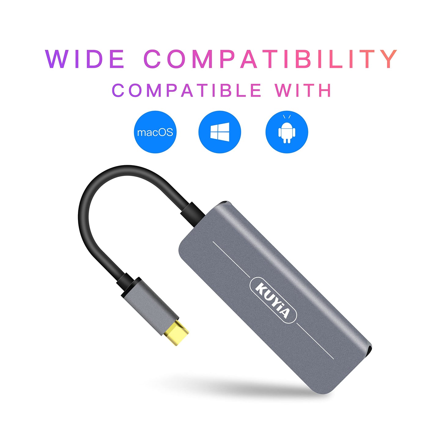USB C hub 4K to HDMI 2 3.0 and FlashDrive Type Hub USB-C Power Adapter Compatible for MacBook Pro Chromebook Deal XPS Samsung Galaxy S8 S9 Note8 4