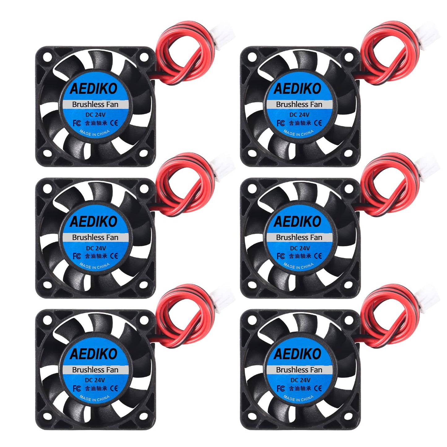 AEDIKO 6pcs 4010 Fan 24V 3D Printer Cooling Fan 40x40x10mm Mini Brushless Fan with 2 Pin Terminal for Ender 3 Pro 3X CR-10S 3D Printer
