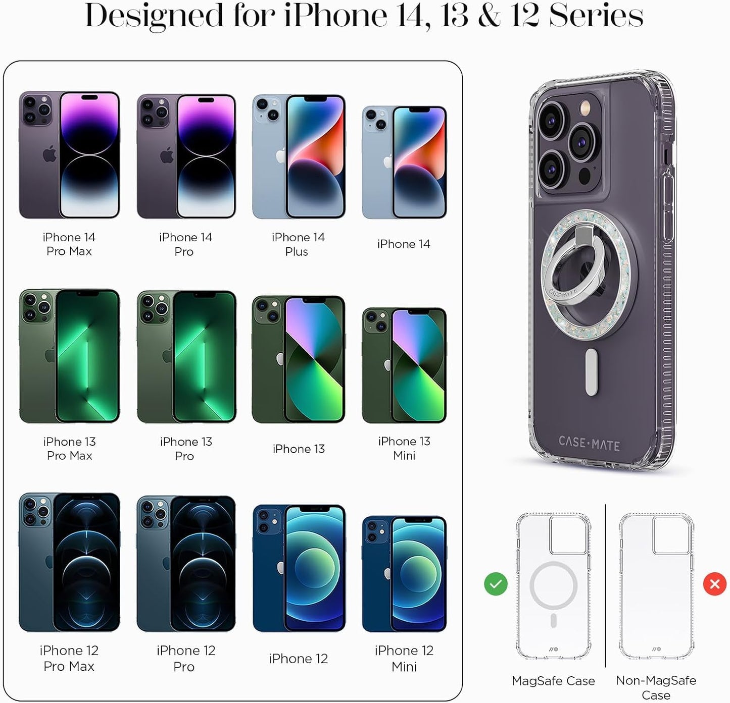 Case-Mate Magnetic Phone Grip & Ring Stand -MagSafe Holder -Twinkle Diamond