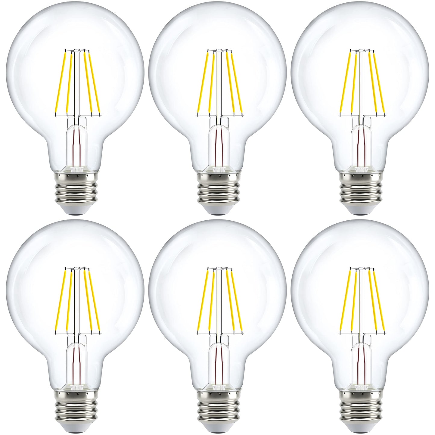 Sunco 6 Pack G25 LED Light Bulb, Globe, E26, 5W=60W, 3000K Warm White