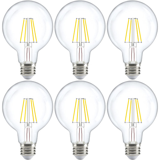 Sunco 6 Pack G25 LED Light Bulb, Globe, E26, 5W=60W, 3000K Warm White