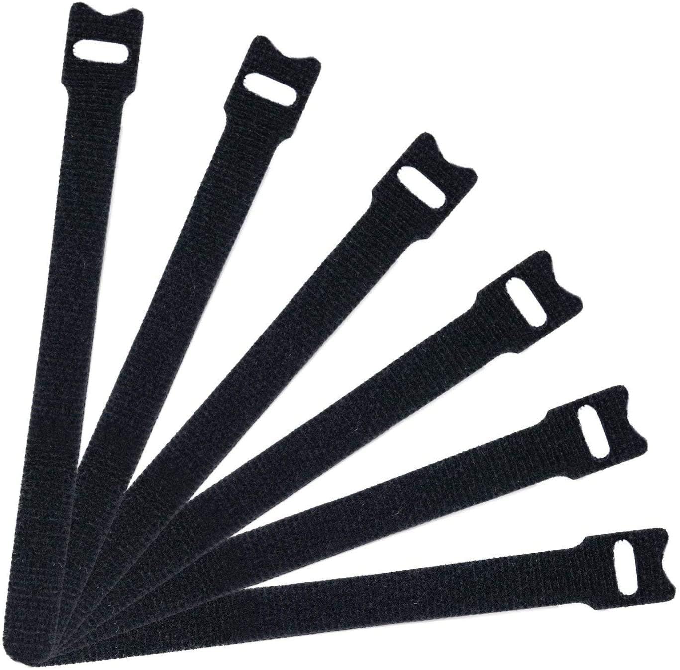 Reusable Cable Ties Management Microfiber fastening cloth, Adjustable Fastener Cable Strap Hook and Loop Cord Ties, Black. (6 inch 20 Pieces)